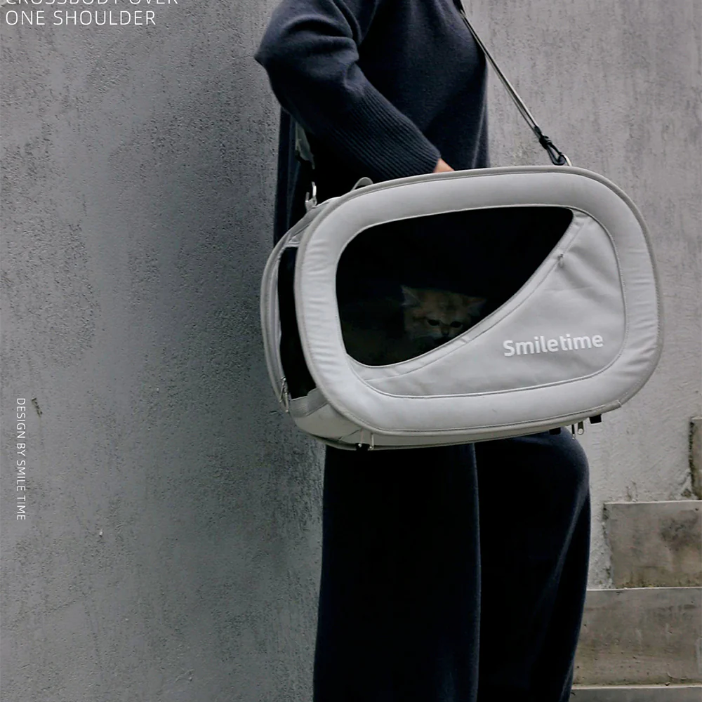 SMILE TIME Modern Grey Pet Carrier 48x27x34cm - Image 10