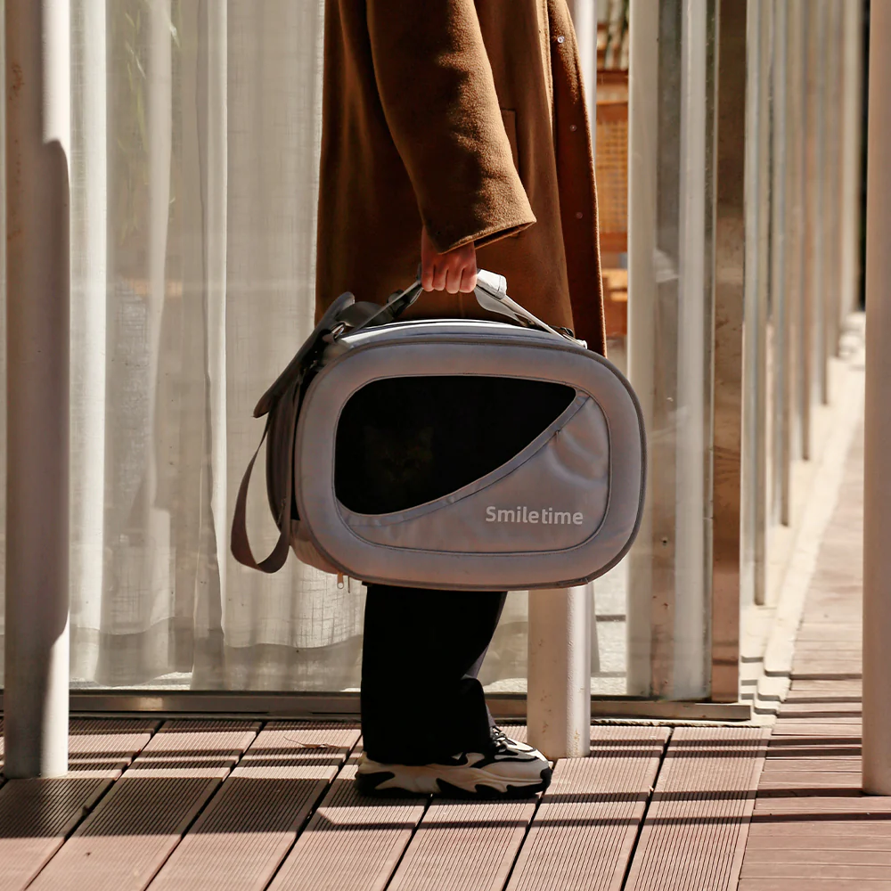 SMILE TIME Modern Grey Pet Carrier 48x27x34cm - Image 6