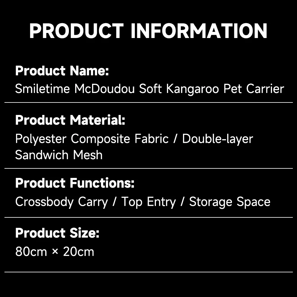 SMILE TIME Pet Carrier Sling  Front Carry Crossbody Bag 80x29cm - Image 13