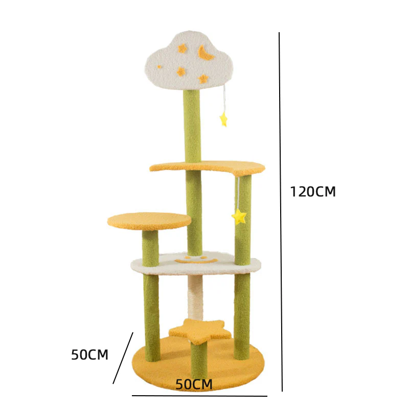 Star & Moon Multi-Level Sisal Cat Tree 120x50x50cm - Image 2