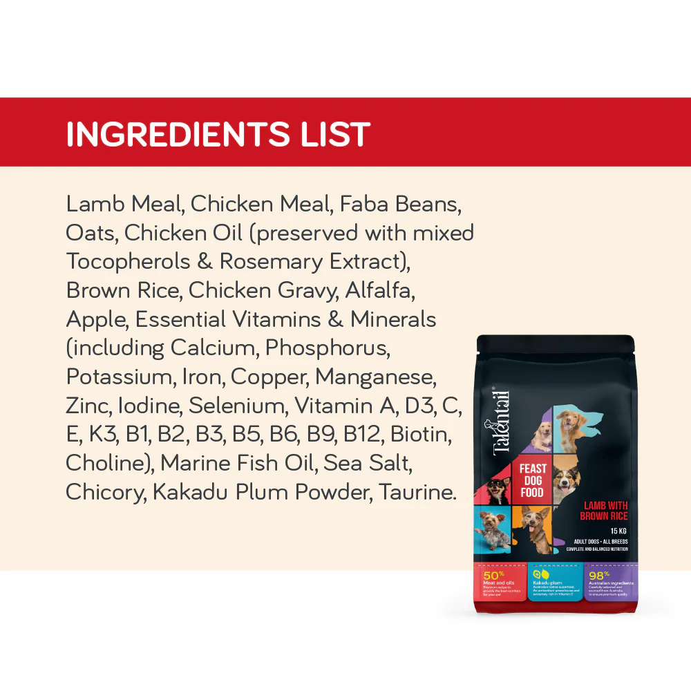 TALENTAIL Lamb with Brown Rice Kibble Dog Food For Adult Dogs 15kg - Image 12