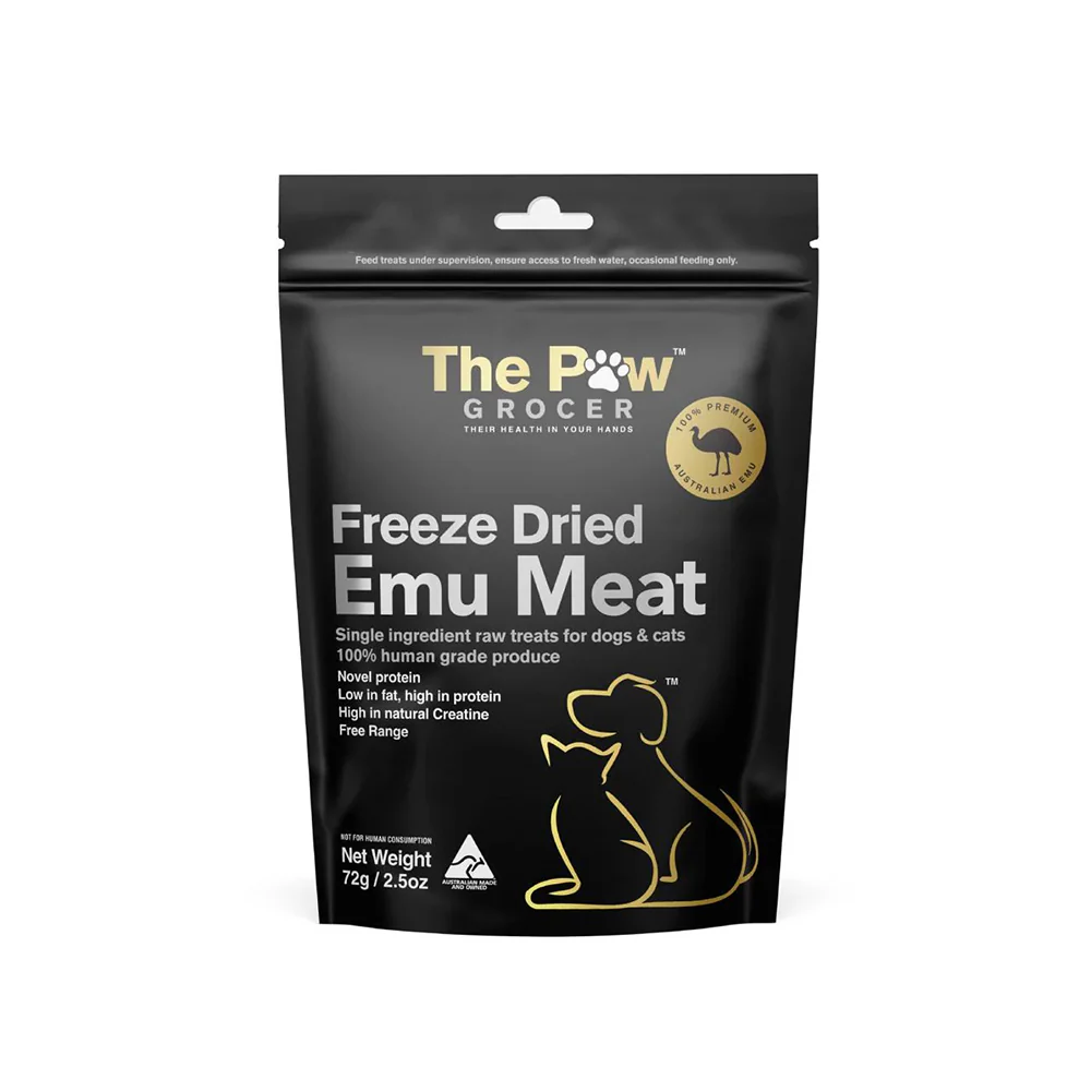 THE PAW GROCER Freeze Dried Black Label Emu Meat Dog & Cat Treats 72g