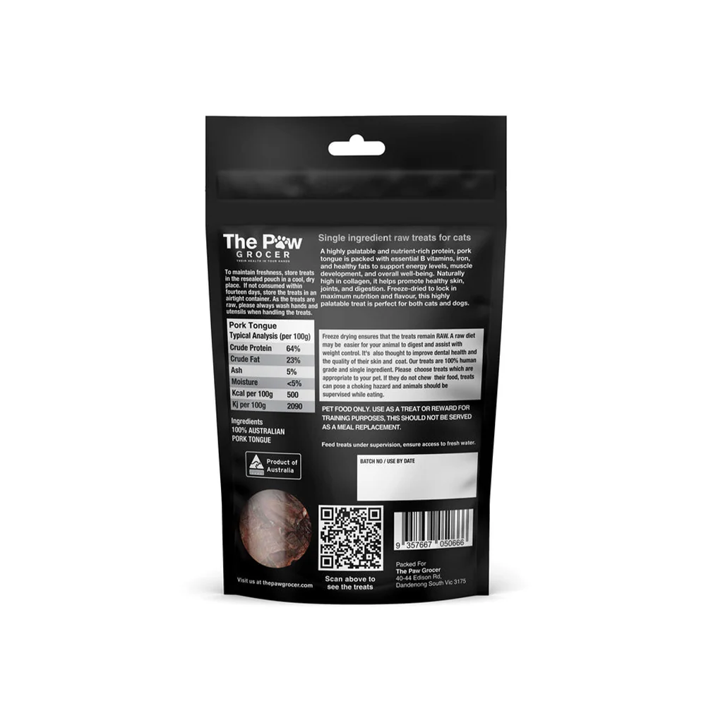 THE PAW GROCER Pork Tongu Freeze Dried Cat Treats 50g - Image 2