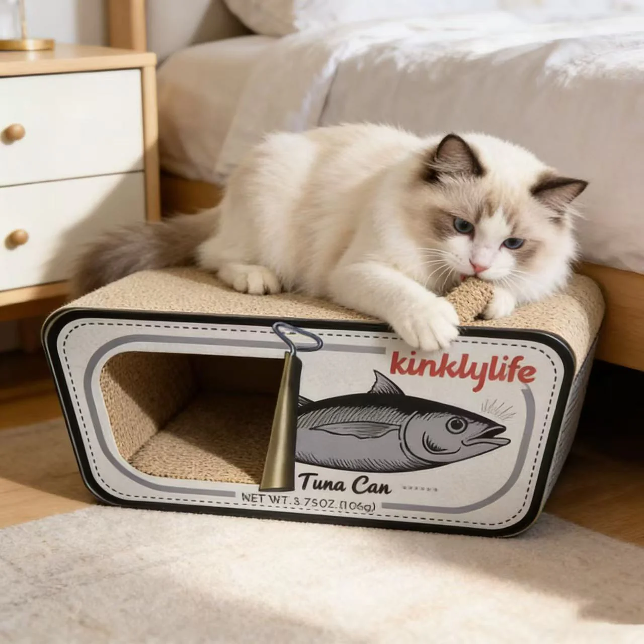 TINKLY LIFE White Tuna Can Cat Scratcher - Image 3