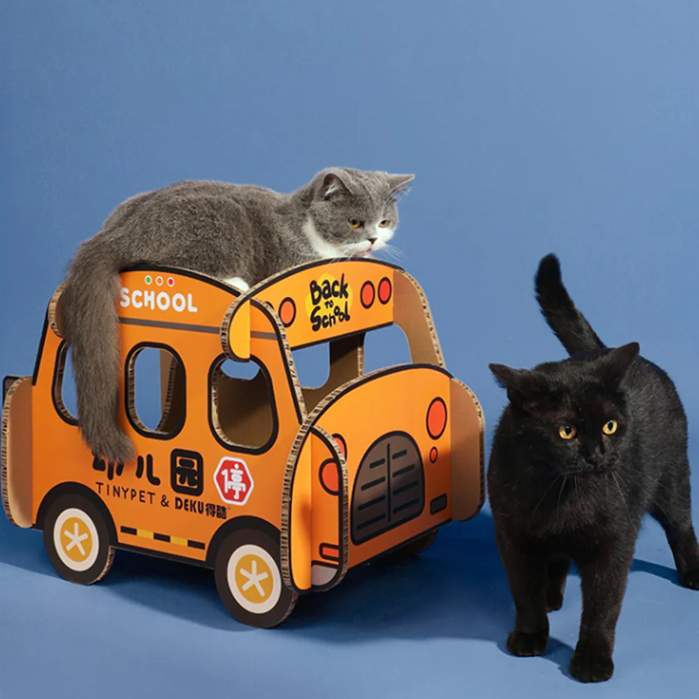 TINYPET School Bus Corrugated Paper Cat Scratcher - Image 2