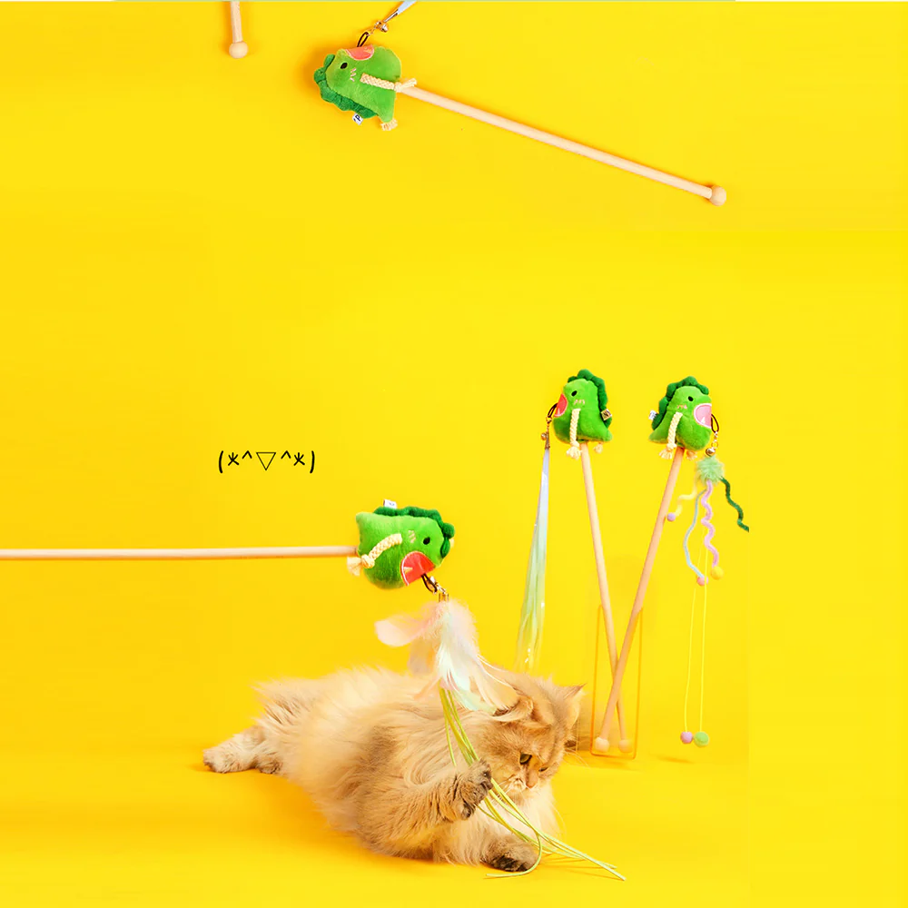 TINYPET Small Dinosaur Catnip Cat Teaser with Three Accessories - Image 8