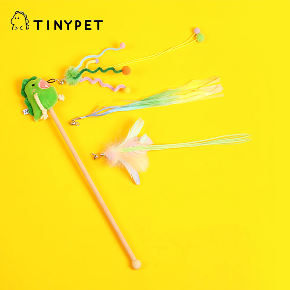 TINYPET Small Dinosaur Catnip Cat Teaser with Three Accessories - Image 9