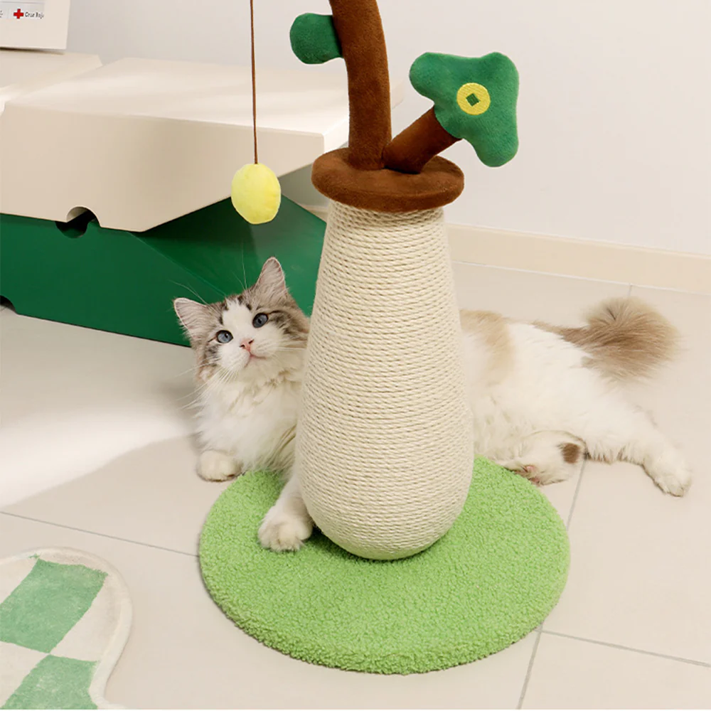 Tree-Shaped Sisal Cat Scratching Post with Hanging Toy - Image 4