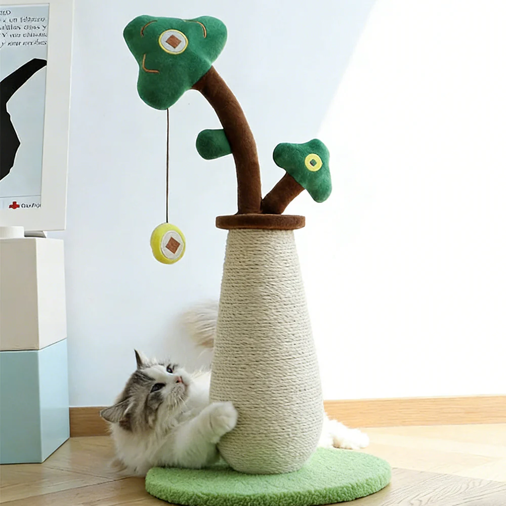 Tree-Shaped Sisal Cat Scratching Post with Hanging Toy - Image 7