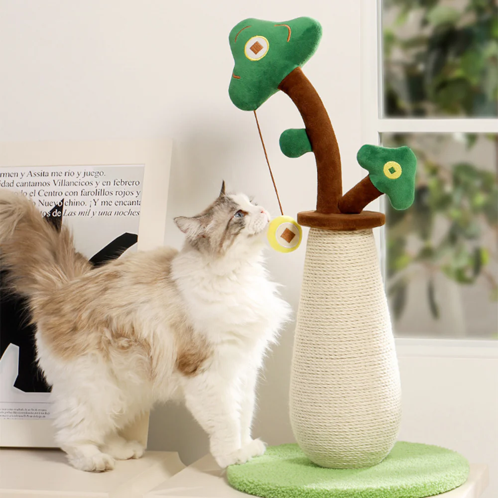Tree-Shaped Sisal Cat Scratching Post with Hanging Toy - Image 8