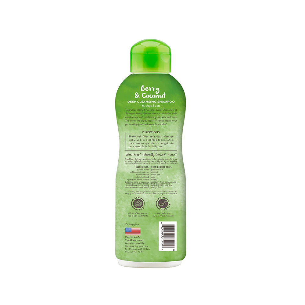 TROPICLEAN Berry & Coconut Deep Cleansing Shampoo For Cats & Dogs 355mL - Image 2