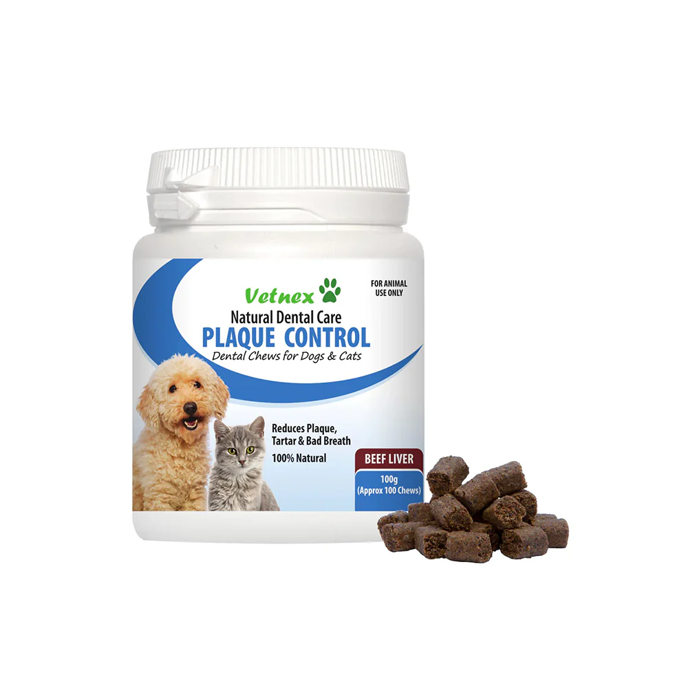 VETNEX Beef Liver Plaque Control Natural Dental Care Chews For Cats & Dogs 100g - Image 3