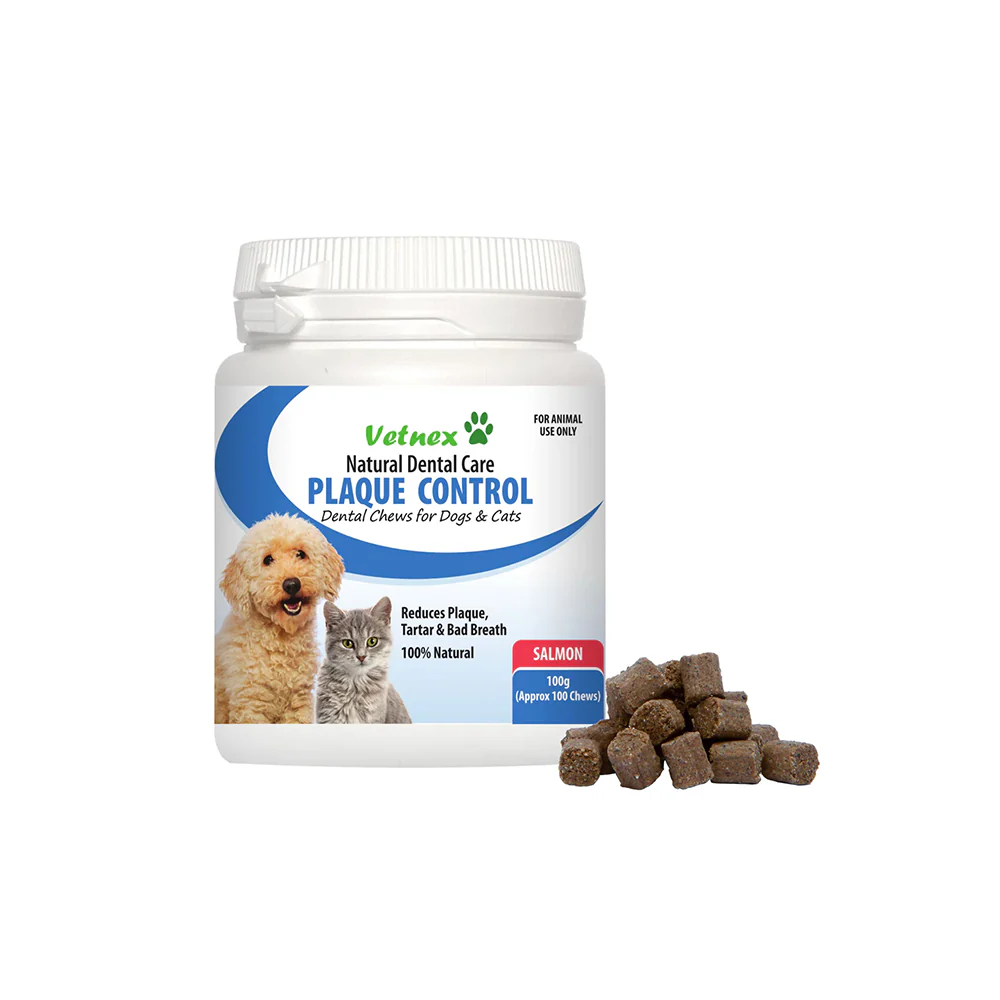 VETNEX Salmon Plaque Control Natural Dental Care Chews For Cats & Dogs 100g