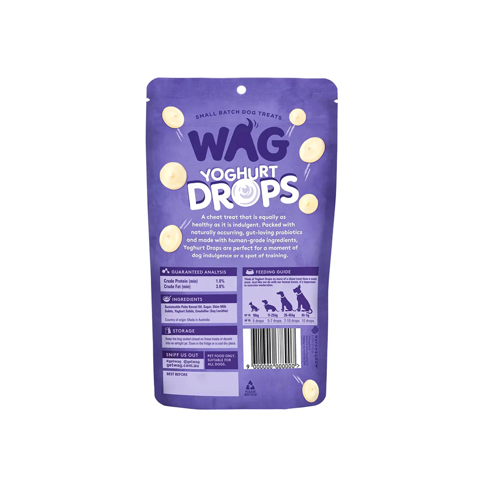 WAG Vanilla Yoghurt Drops Dog Pouch Treats 250g - Image 2