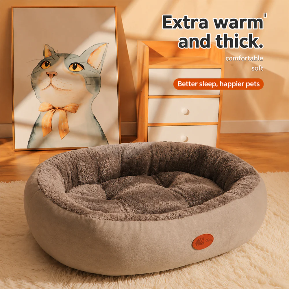 Warm Pet Bed Thick Oval Cozy Cushion - Image 2