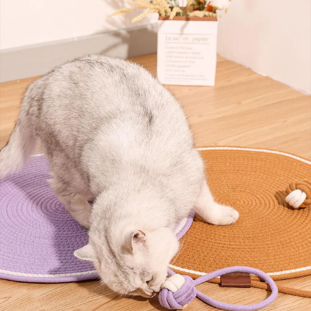 Washable Woven Cat Scratching Mat With Ball - Image 3