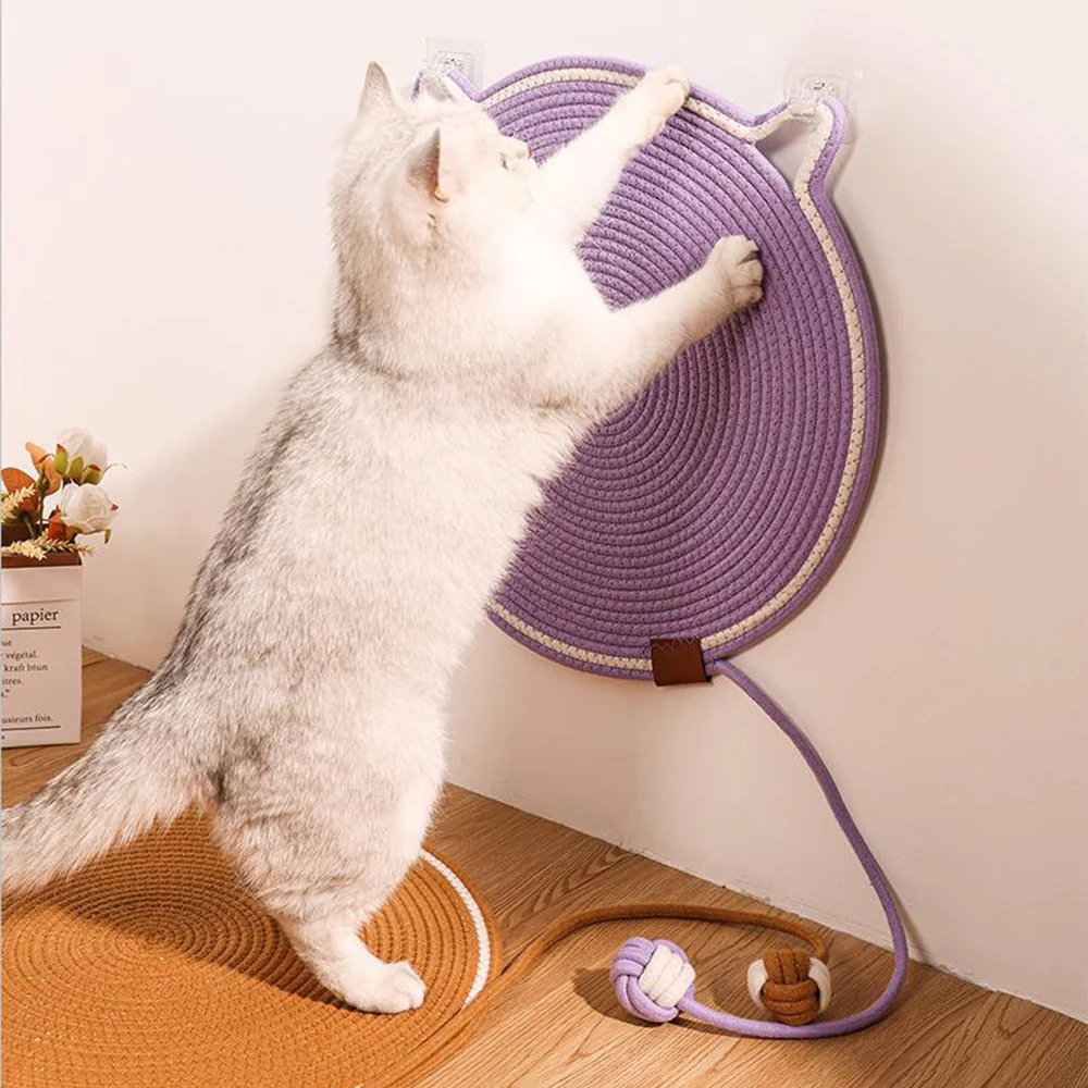 Washable Woven Cat Scratching Mat With Ball - Image 4