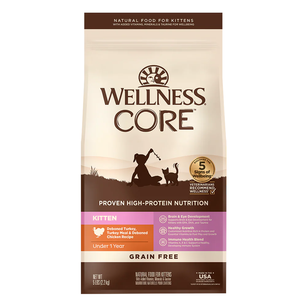 WELLNESS Core Grain Free Chicken & Turkey Kitten Dry Cat Food 2.27kg