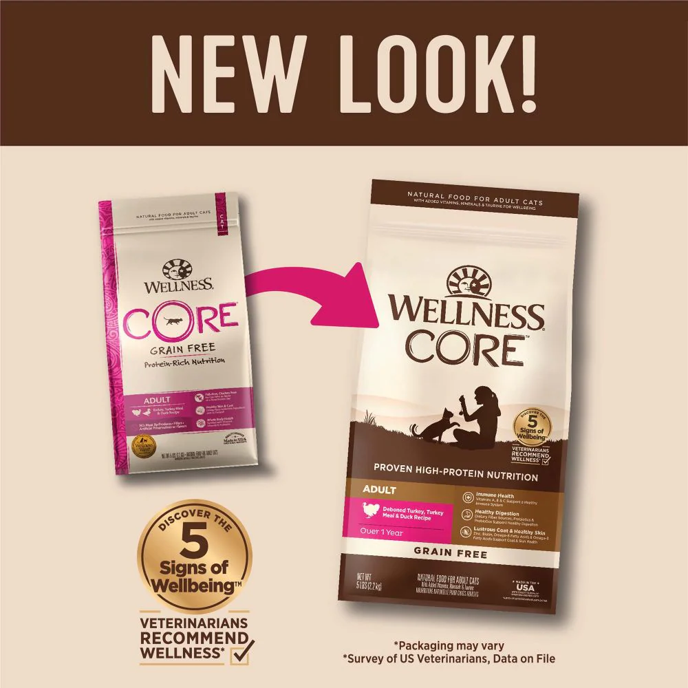 WELLNESS Core Grain Free Turkey & Duck Dry Cat Food 2.27kg - Image 2