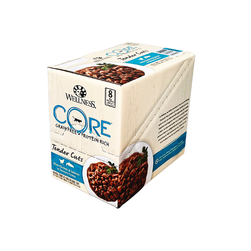 WELLNESS Core Tender Cuts With Chicken & Salmon in Savoury Gravy Wet Cat Food 85g x 8