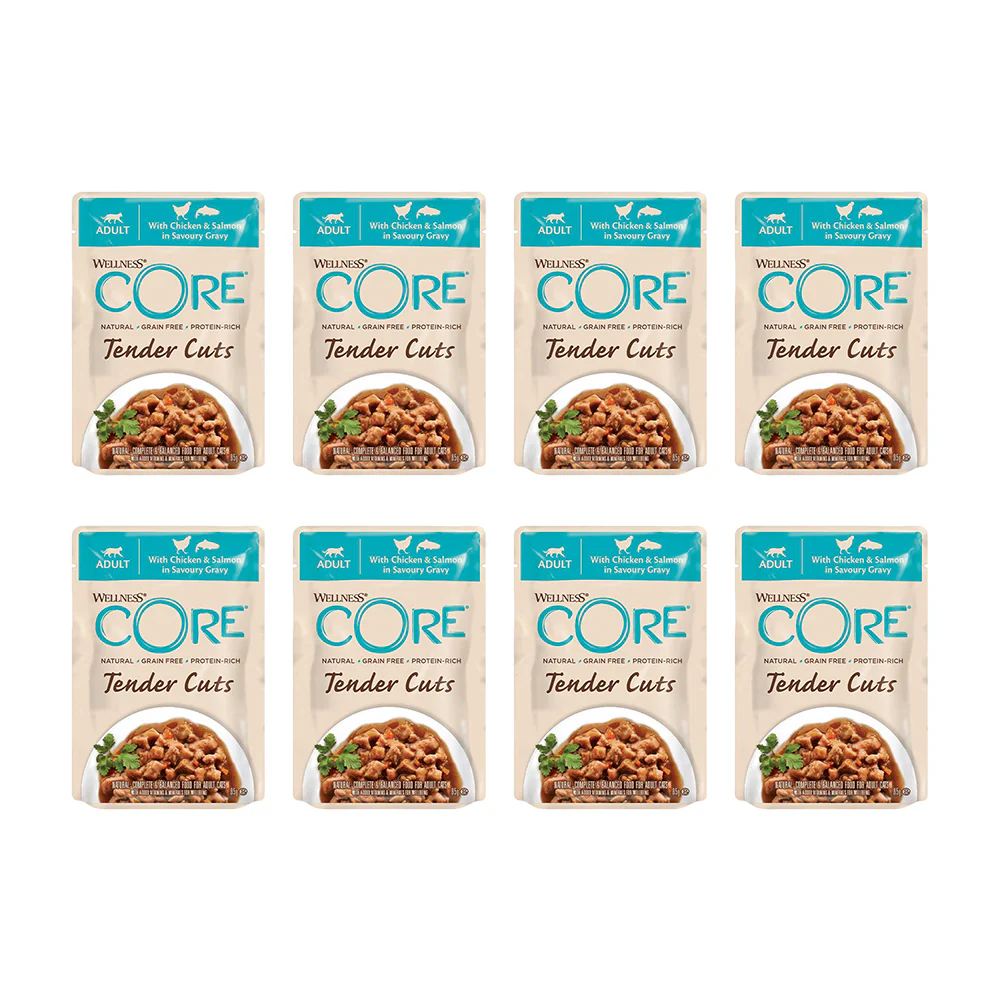 WELLNESS Core Tender Cuts With Chicken & Salmon in Savoury Gravy Wet Cat Food 85g x 8 - Image 2