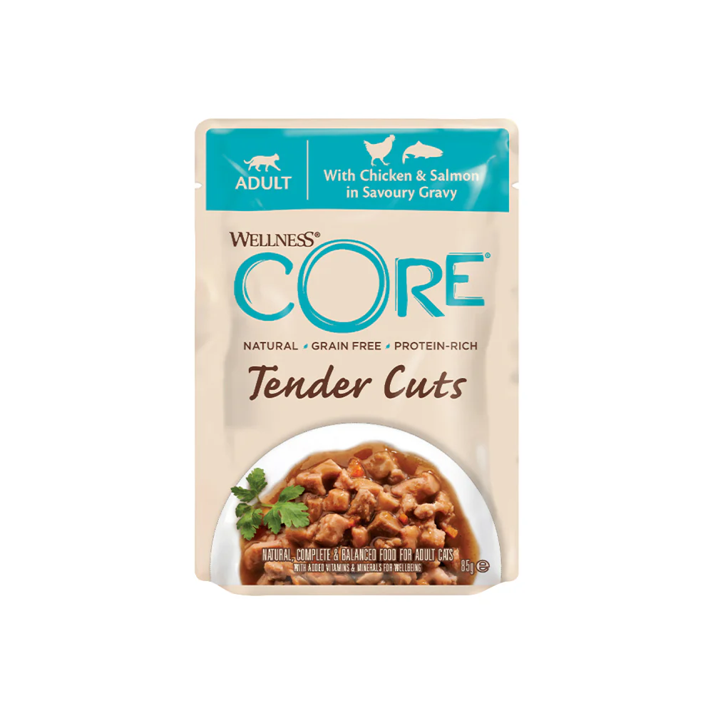 WELLNESS Core Tender Cuts With Chicken & Salmon in Savoury Gravy Wet Cat Food 85g x 8 - Image 6