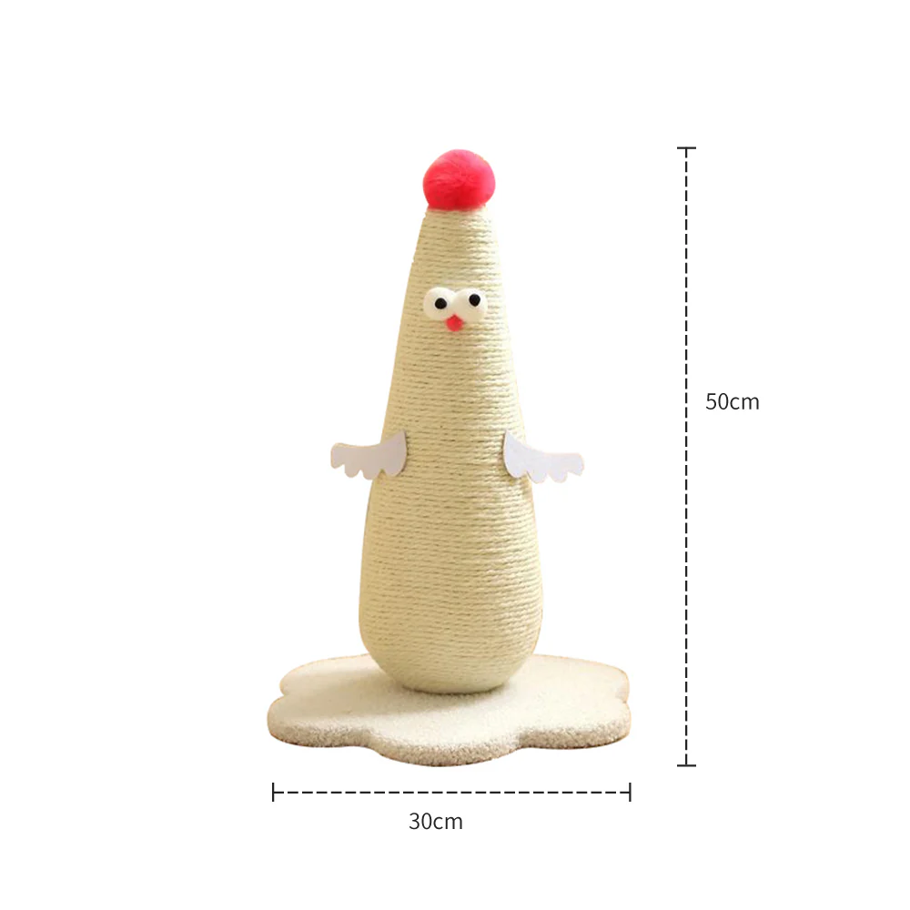 White Large Chicken Vertical Sisal Cat Scratching Post - Image 2