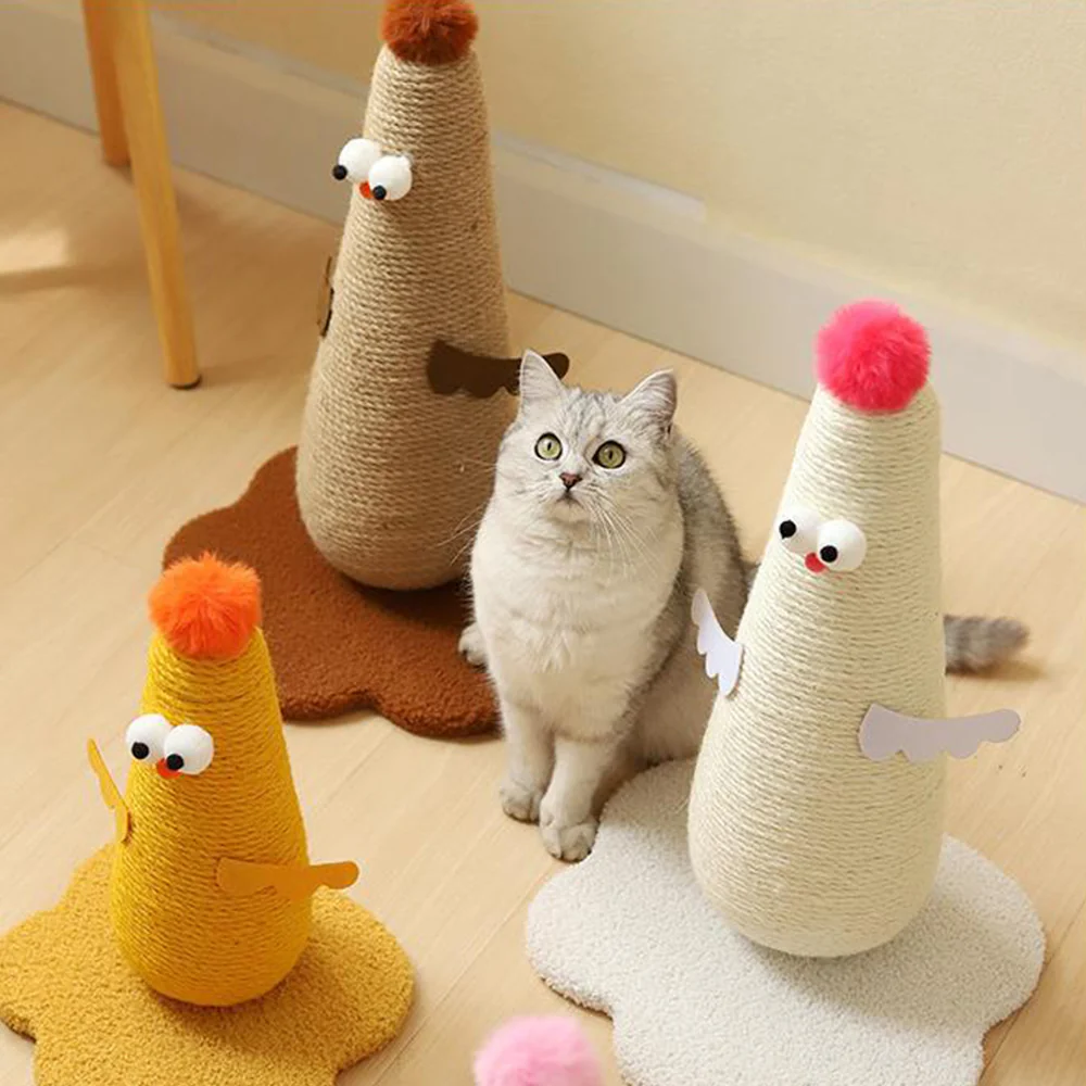 White Large Chicken Vertical Sisal Cat Scratching Post - Image 3