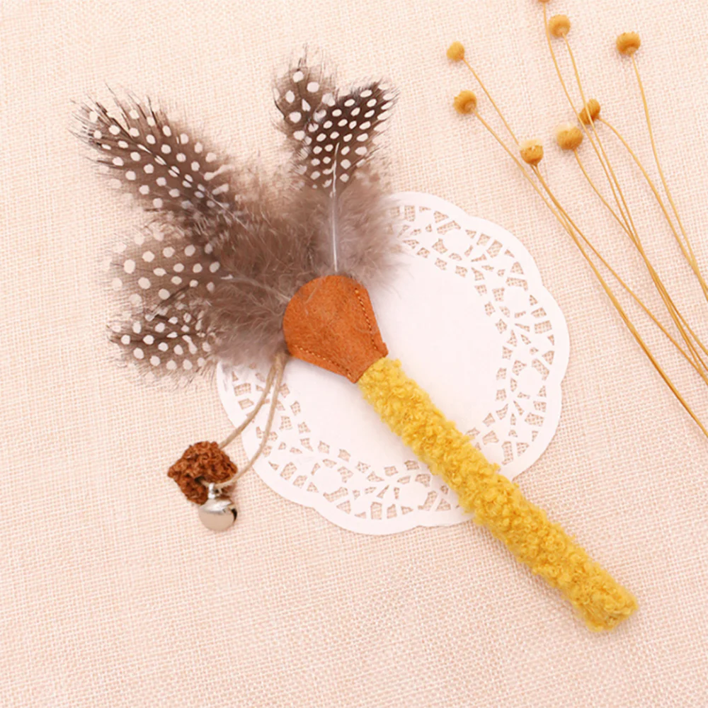 Wood Day Polygonum Feather Yellow Cat Teasing Stick - Image 2