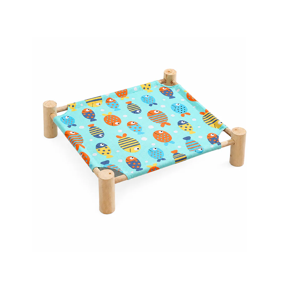 Wooden Raised Pet Bed Removable Washable Fabric All Season Large - Image 11