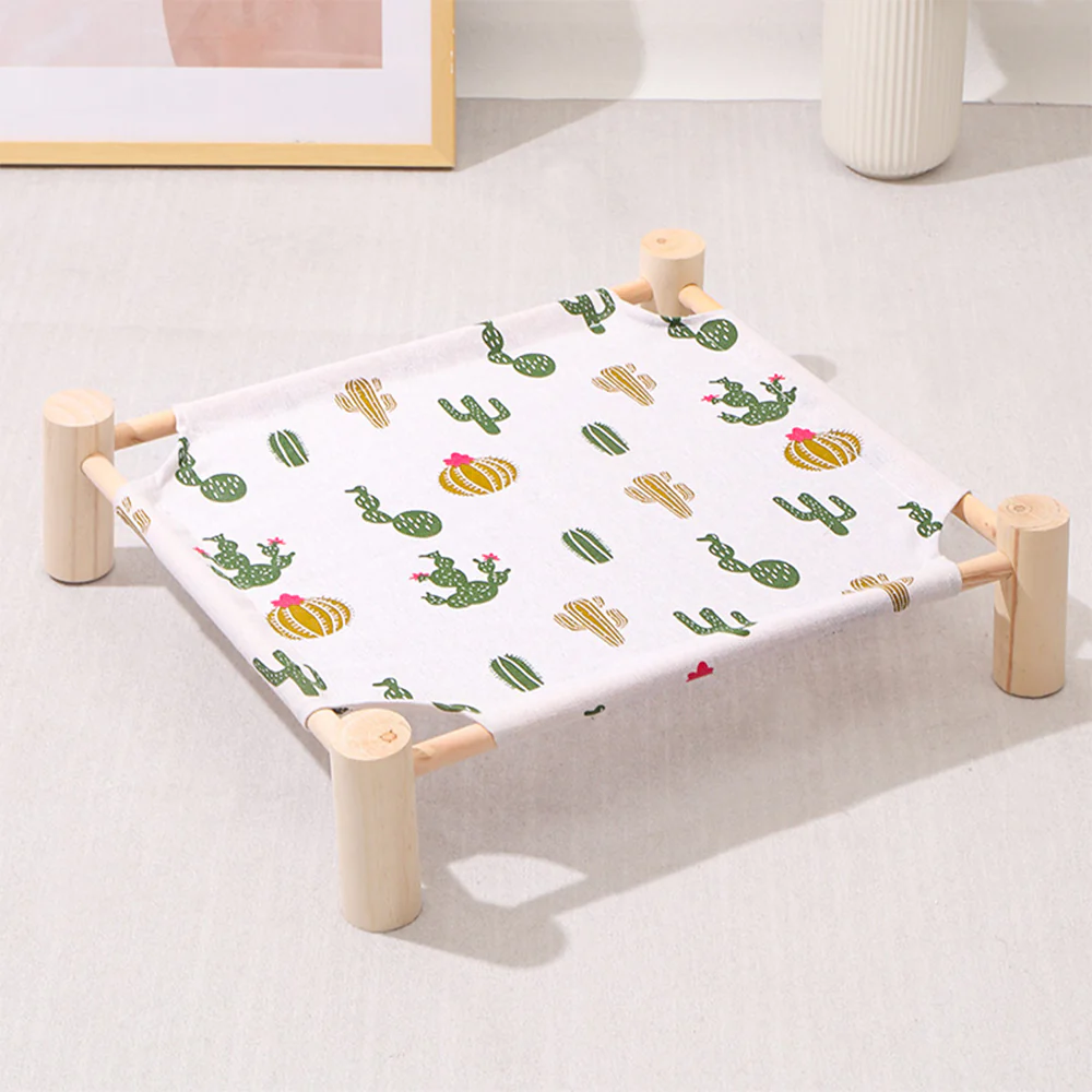 Wooden Raised Pet Bed Removable Washable Fabric All Season Large - Image 12