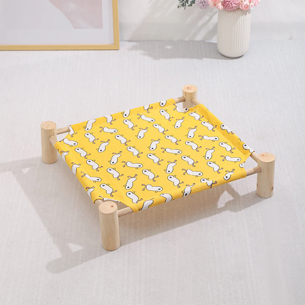 Wooden Raised Pet Bed Removable Washable Fabric All Season Large - Image 13