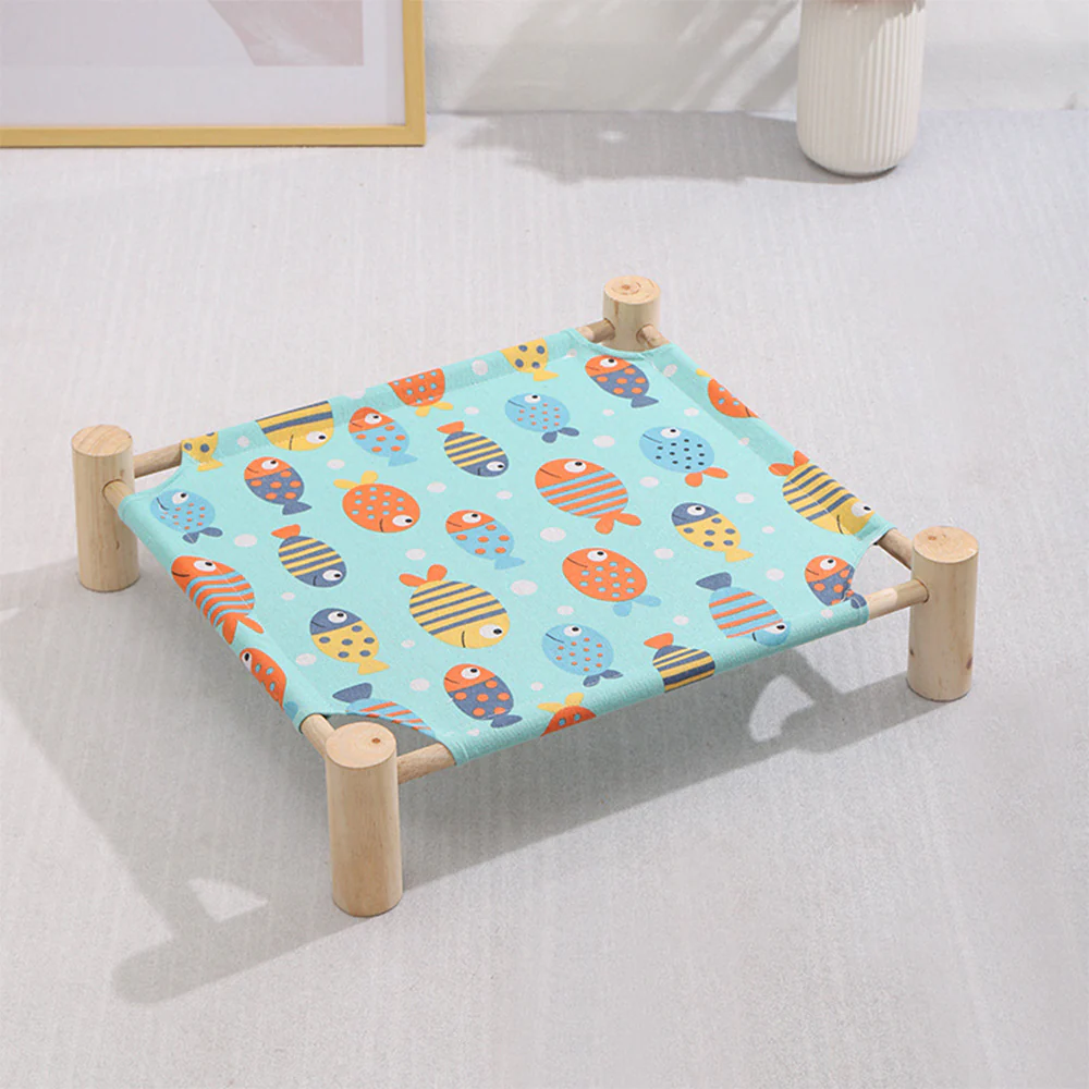Wooden Raised Pet Bed Removable Washable Fabric All Season Large - Image 14