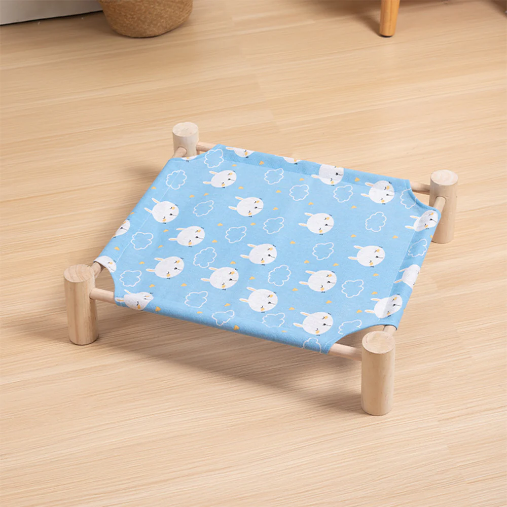 Wooden Raised Pet Bed Removable Washable Fabric All Season Large - Image 15