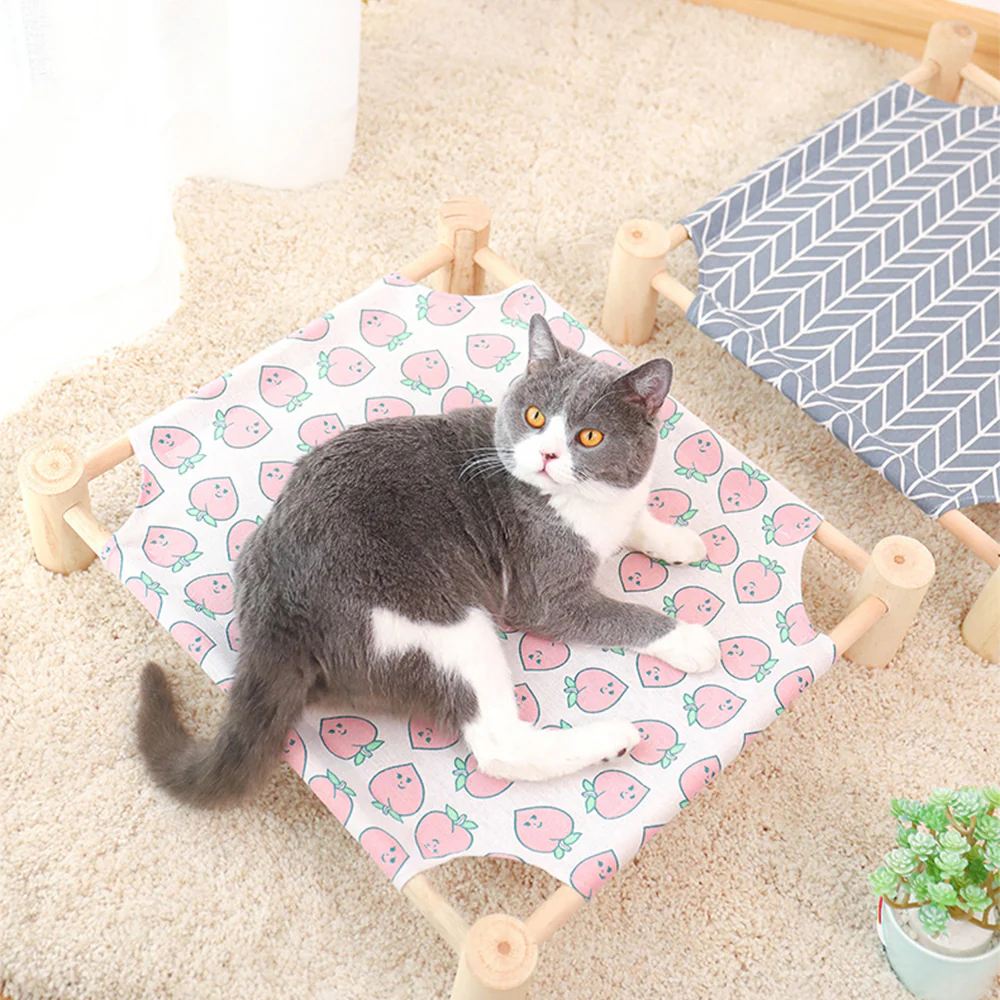 Wooden Raised Pet Bed Removable Washable Fabric All Season Large - Image 16