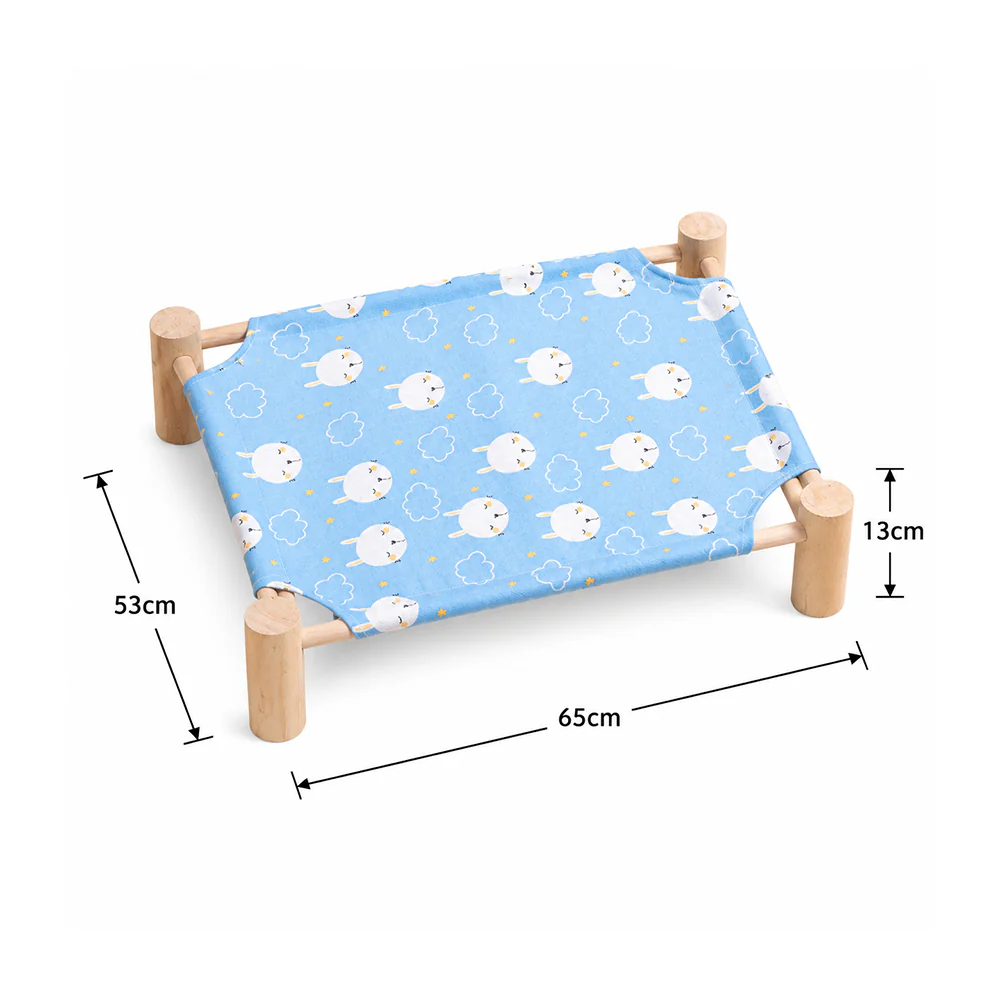Wooden Raised Pet Bed Removable Washable Fabric All Season Large - Image 6