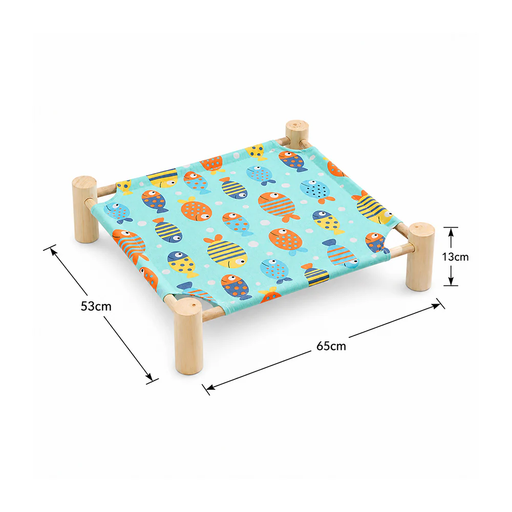 Wooden Raised Pet Bed Removable Washable Fabric All Season Large - Image 7