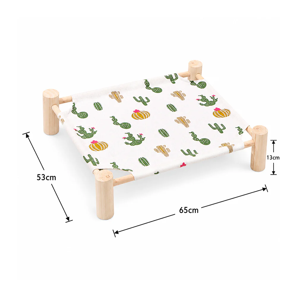 Wooden Raised Pet Bed Removable Washable Fabric All Season Large - Image 8