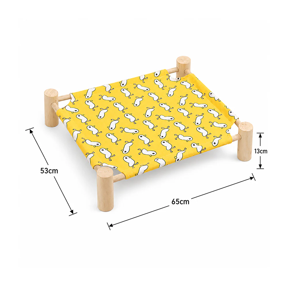 Wooden Raised Pet Bed Removable Washable Fabric All Season Large - Image 9
