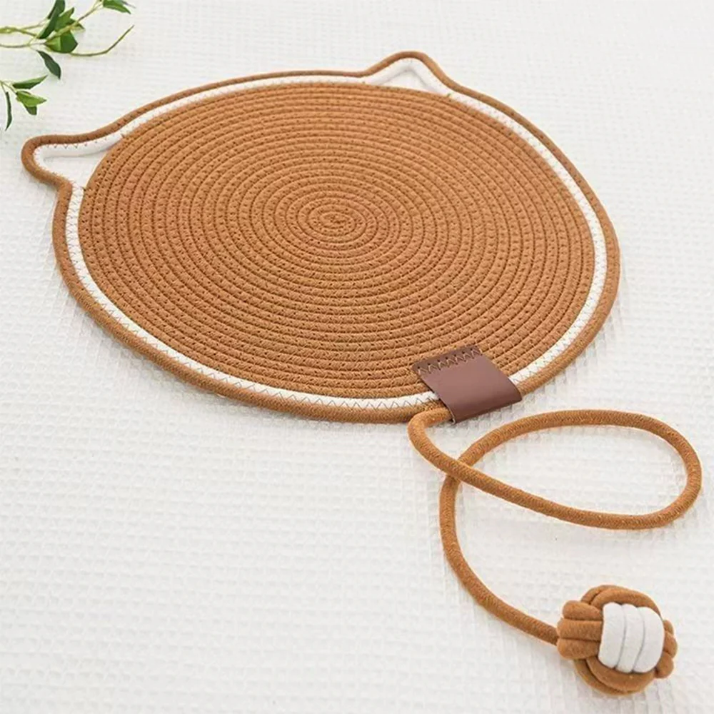 Woven Rope Cat Scratching Mat with Toy Ball – All-in-One Sleep & Play Mat - Image 2