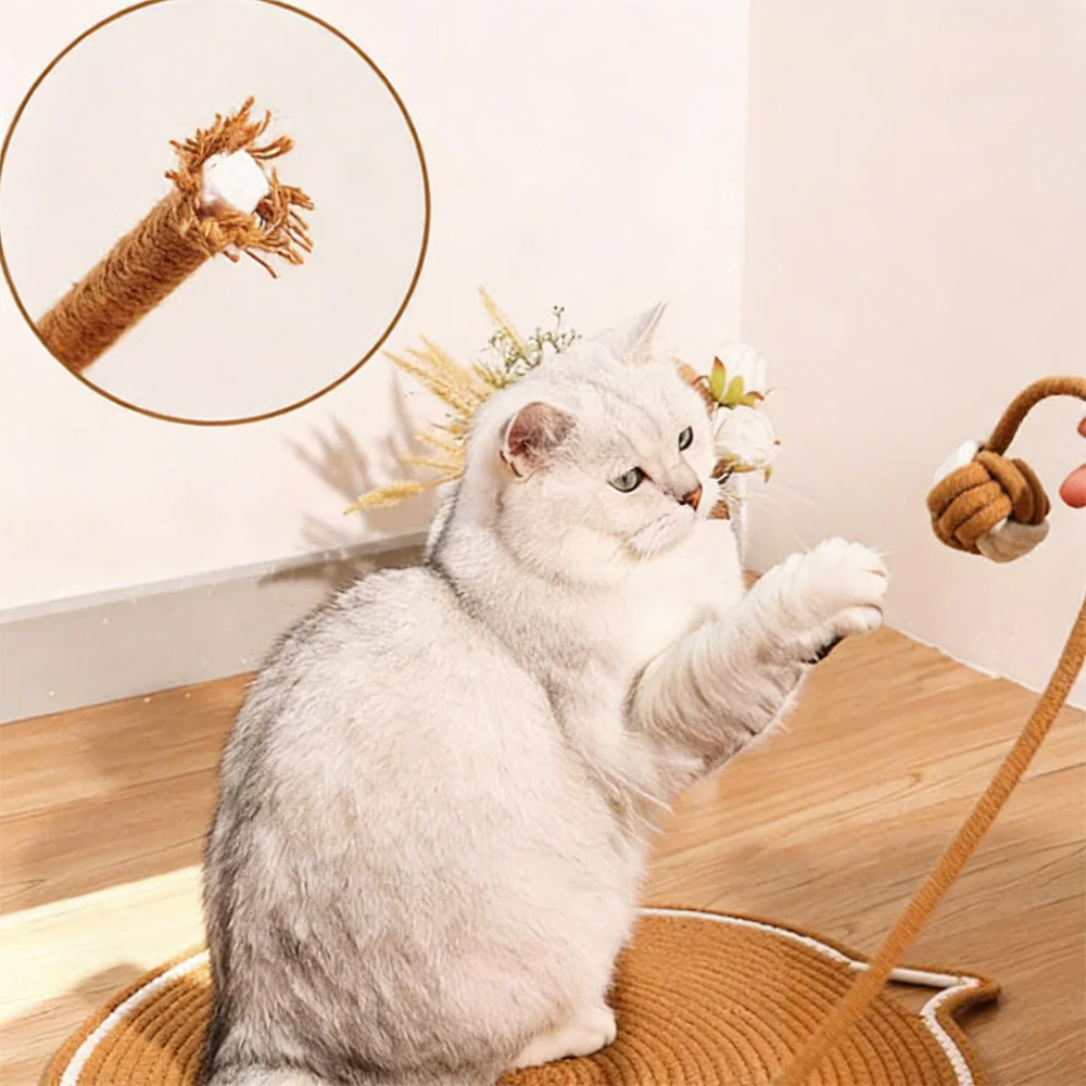 Woven Rope Cat Scratching Mat with Toy Ball – All-in-One Sleep & Play Mat - Image 3
