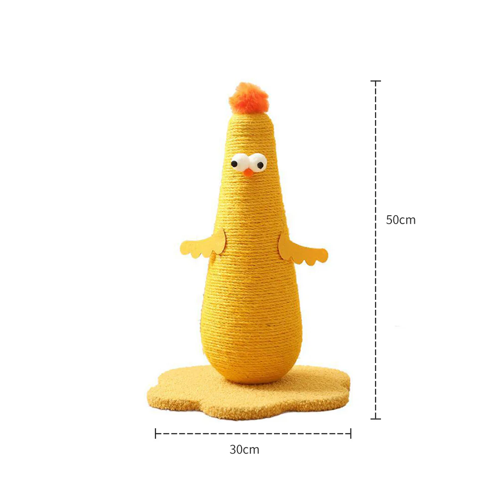 Yellow Large Chicken Vertical Sisal Cat Scratching Post - Image 2