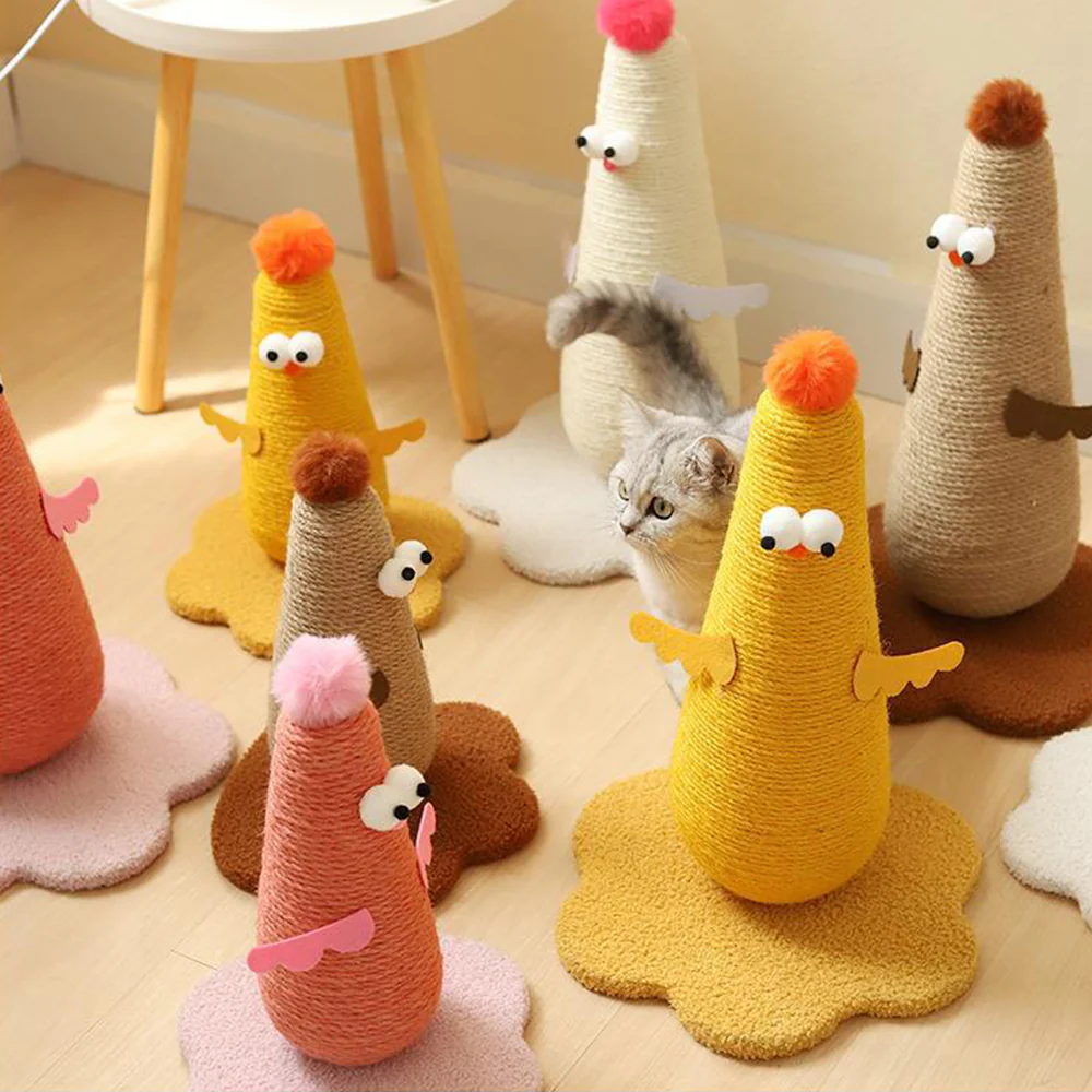 Yellow Large Chicken Vertical Sisal Cat Scratching Post - Image 4