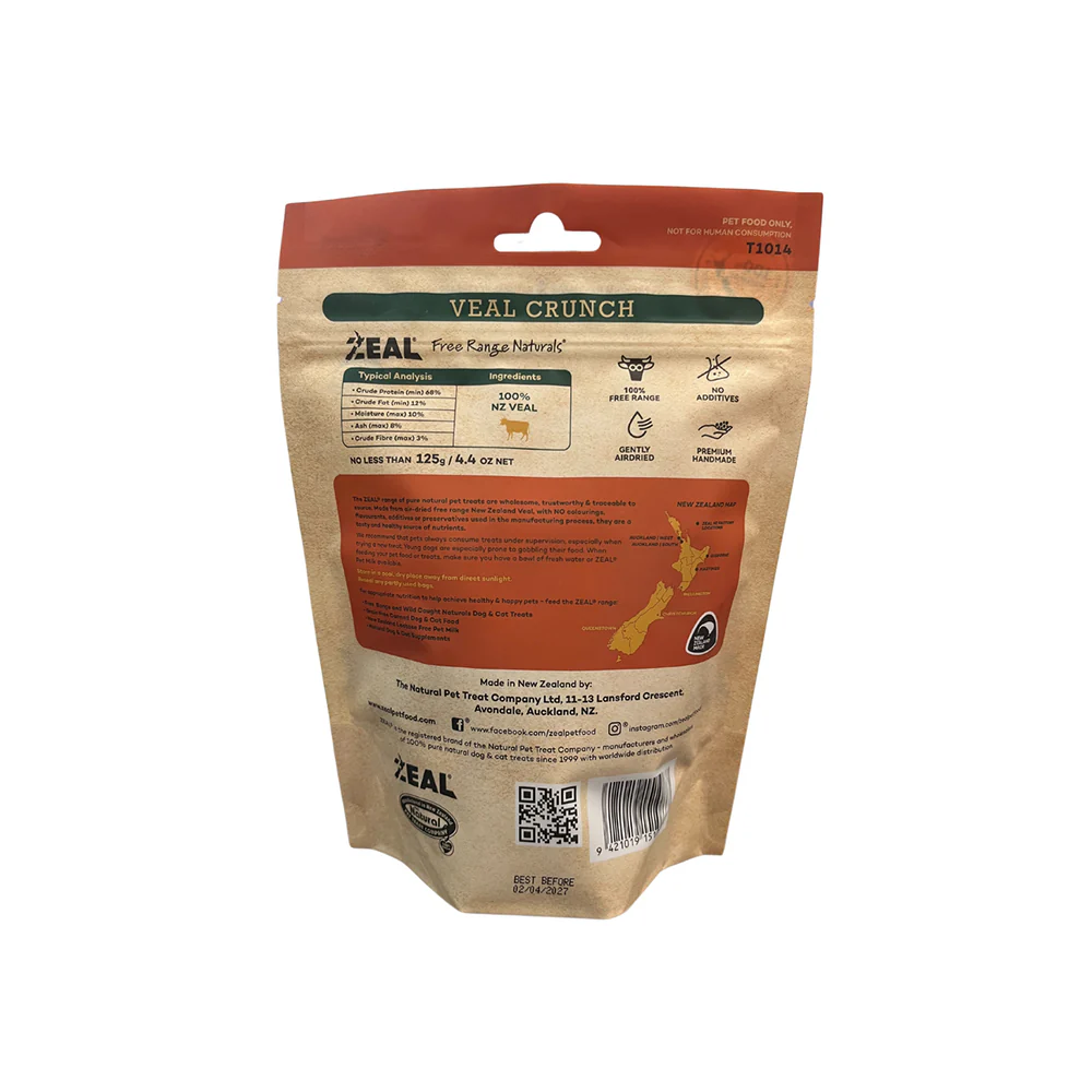 ZEAL Veal Crunch Air Dried Pet Treats 125g - Image 2
