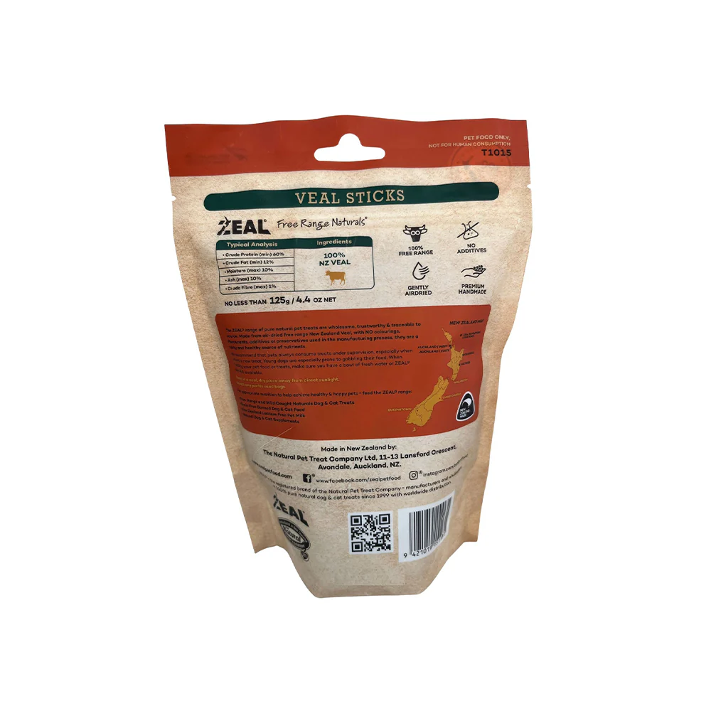 ZEAL Veal Sticks Air Dried Pet Treats 125g - Image 2