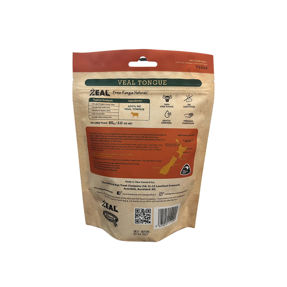 ZEAL Veal Tongue Air Dried Pet Treats 85g - Image 2