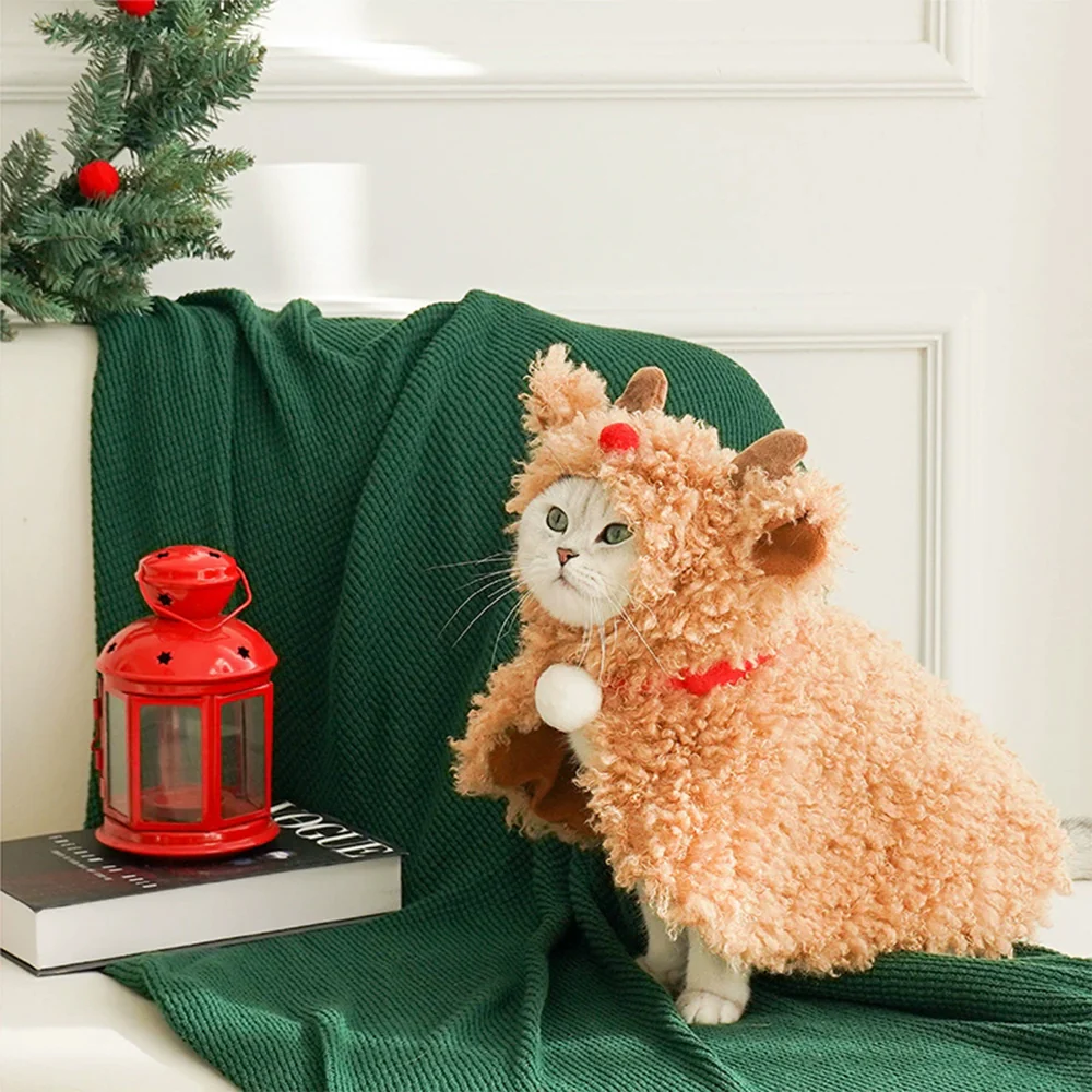 ZEZE Christmas Plush Reindeer Pet Cape Costume - Image 4