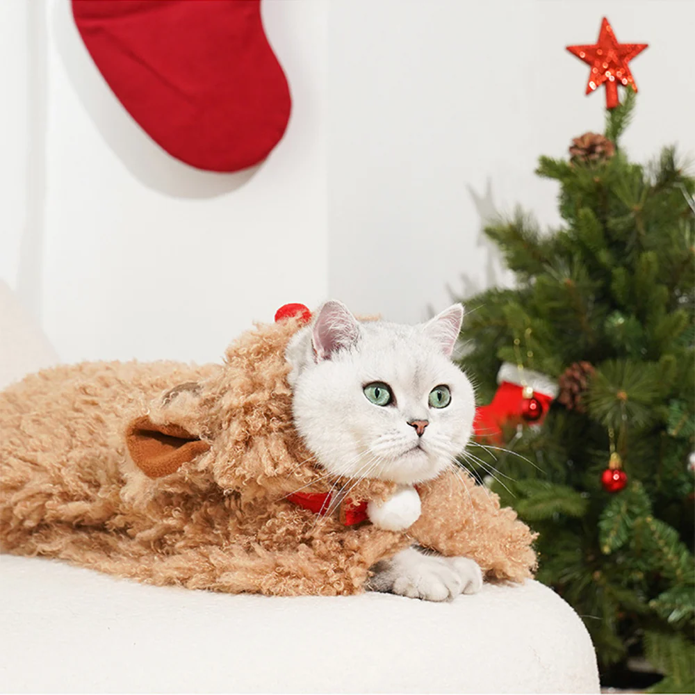 ZEZE Christmas Plush Reindeer Pet Cape Costume - Image 8