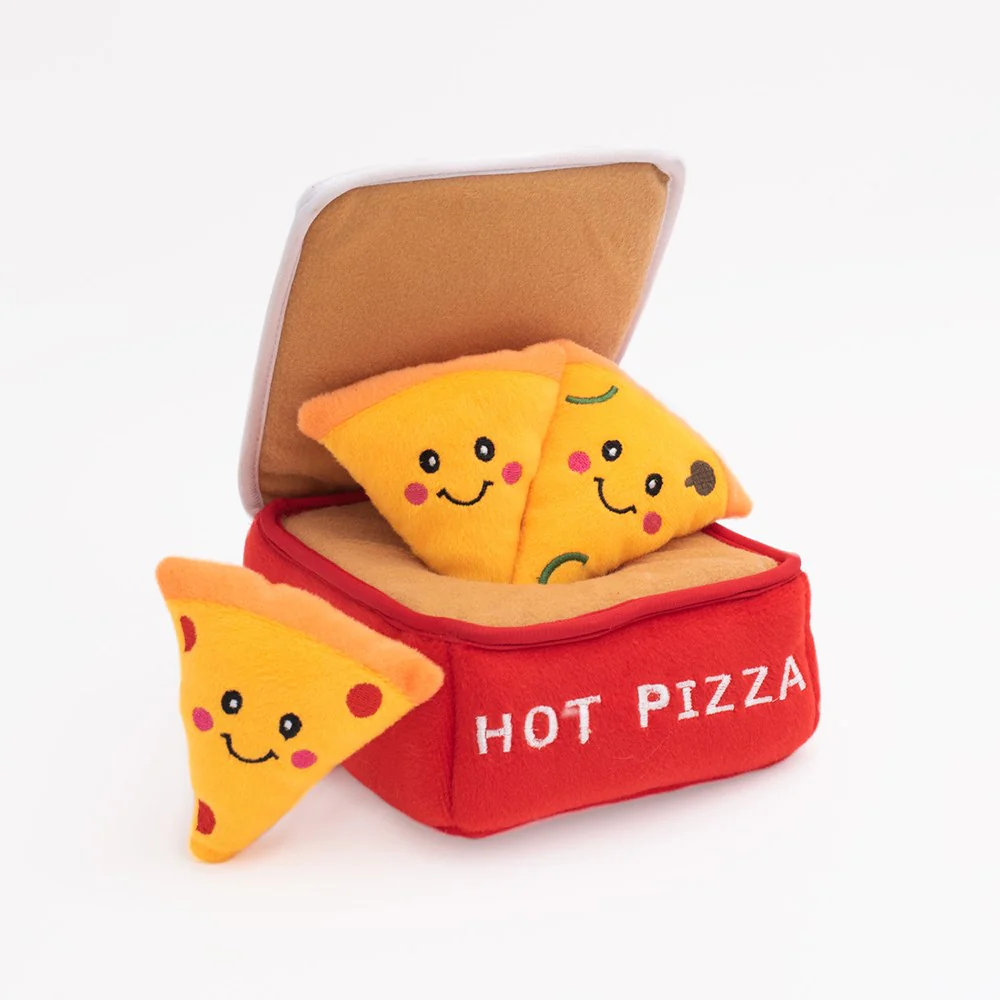 ZIPPY PAWS Burrow Pizza Box Interactive Dog Toy with 3 Squeakers - Image 2