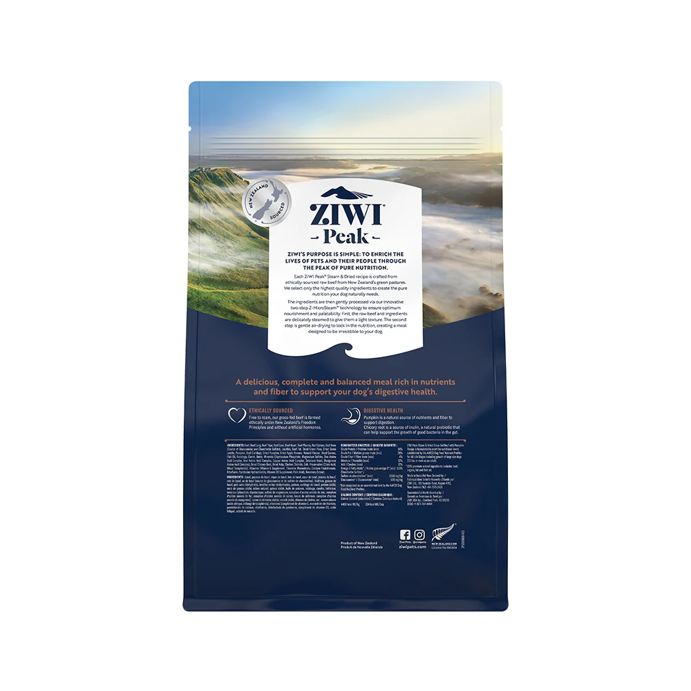 ZIWI PEAK Steam & Dried Grass-Fed Beef with Pumpkin Dog Food - Image 5